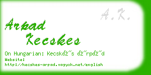 arpad kecskes business card